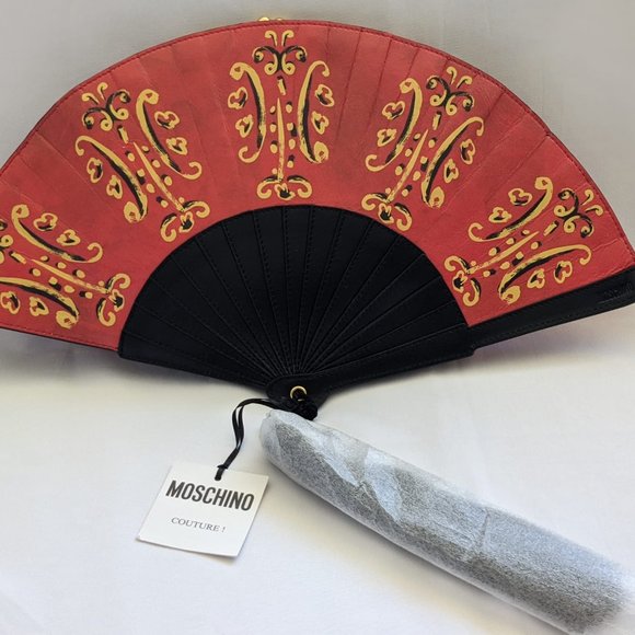 SS20 Moschino Couture Jeremy Scott Fan Leather Clutch Bag w/silky tassel - Picture 8 of 16